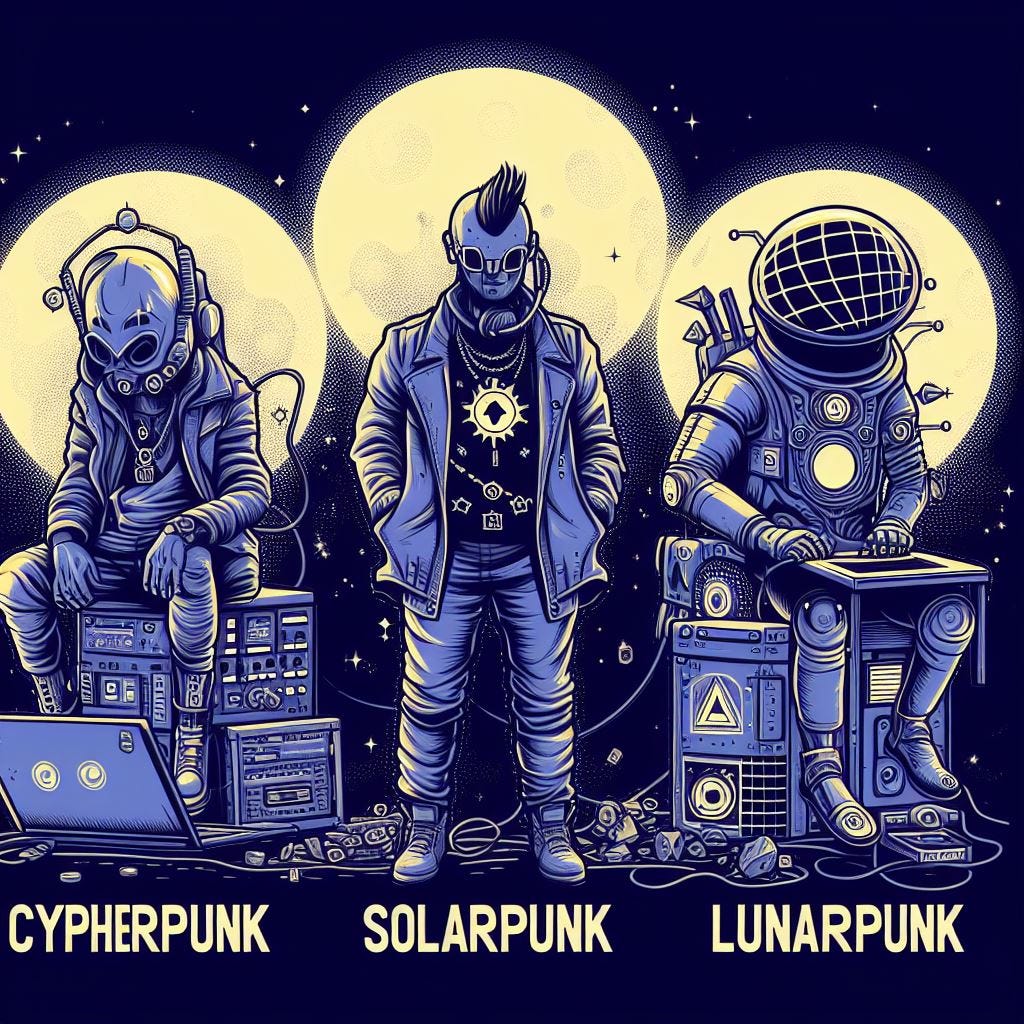 Crypto Punk Cultures: Cypherpunk, Solarpunk, and Lunarpunk | by Hasan Mahir  Ateş | Medium