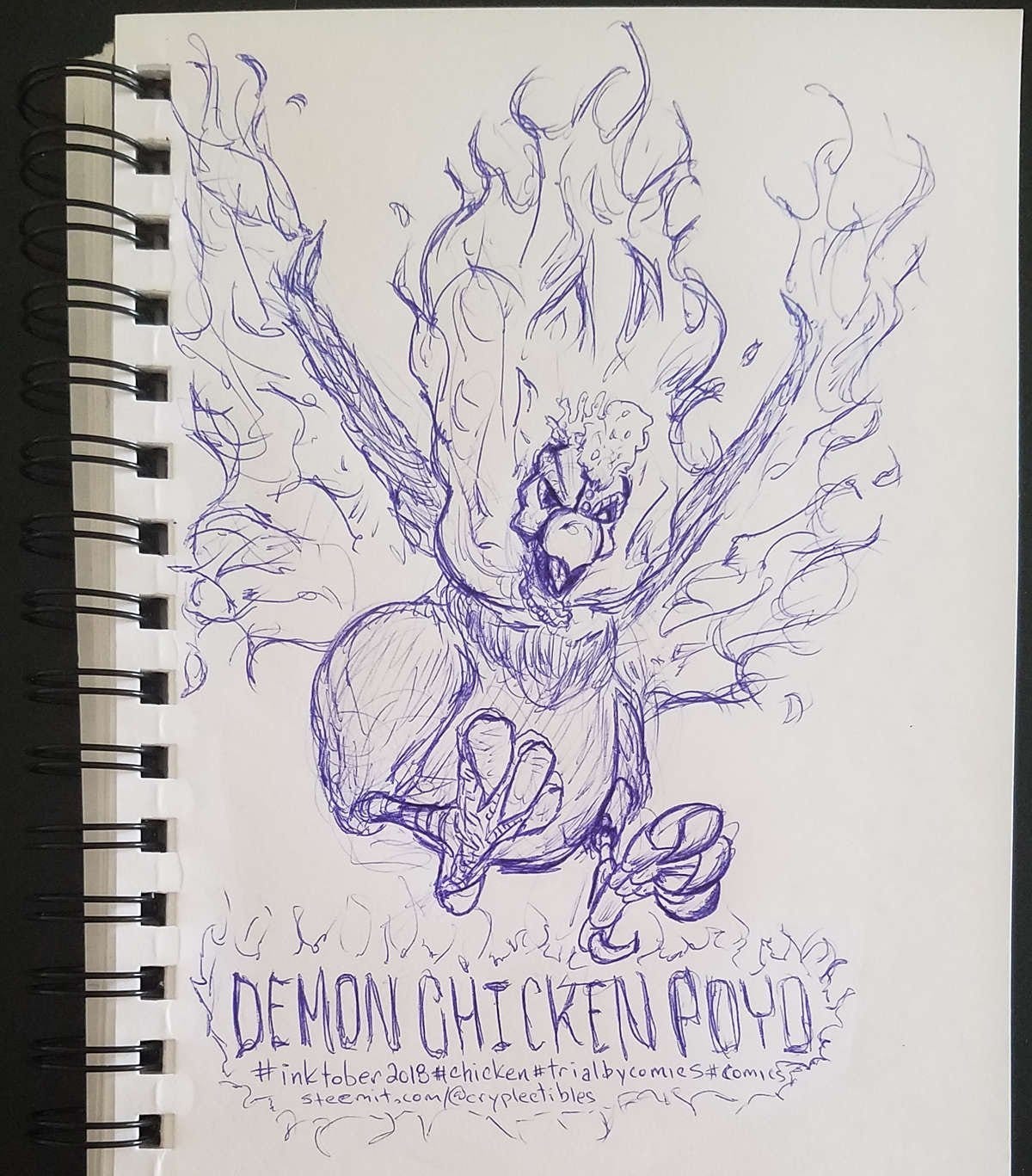 Crypto Collectibles presents Demon Chicken Poyo for #TrialbyComics and  #Inktober2018 Day 5 #Chicken | by Crypto Collectibles | Medium