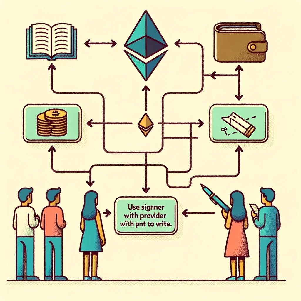 솔리디티, 메타마스크] 프로바이더와 사이너. ethers.js로 작성한 코드에서 프로바이더(provider)와… | by Bora  Lee | Medium
