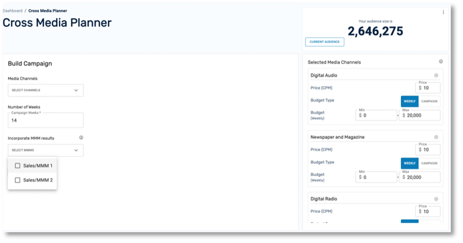 Cross-Media Planner Interface