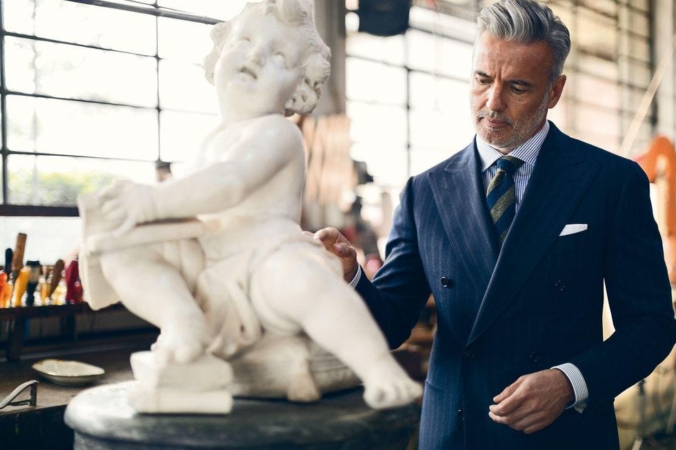 Cesare Attolini　スーツ Cesare Attolini Suit Double Breasted Midnight Blue Gray