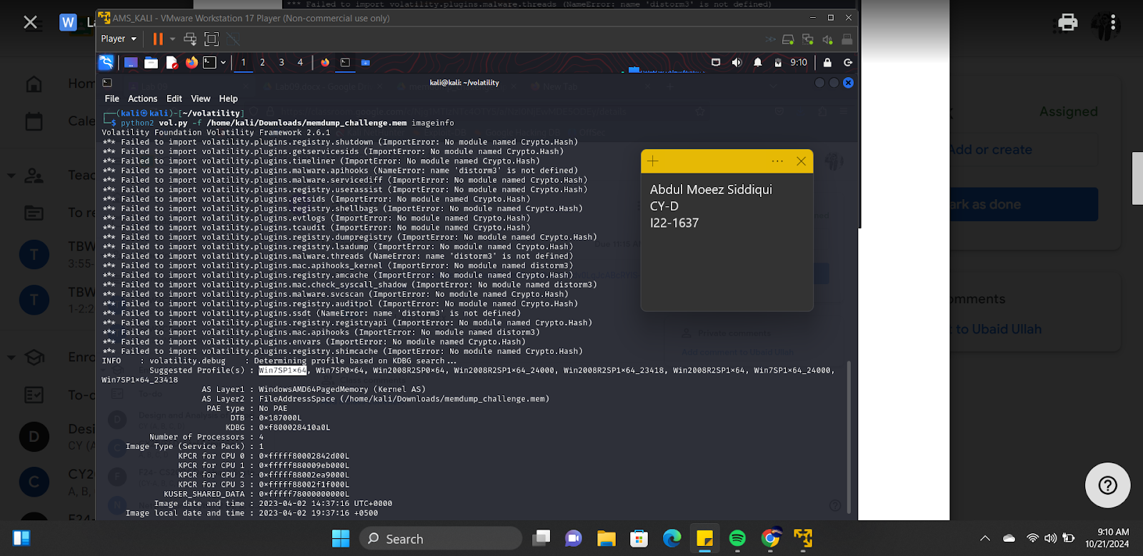 Memory Forensics (DF LAB #9). You work as a senior digital forensic… | by  Abdul Moeez Siddiqui | Medium