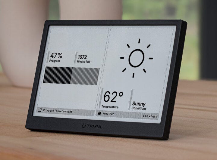 TRMNL customizable 7.5-inch wireless E-Ink display supports