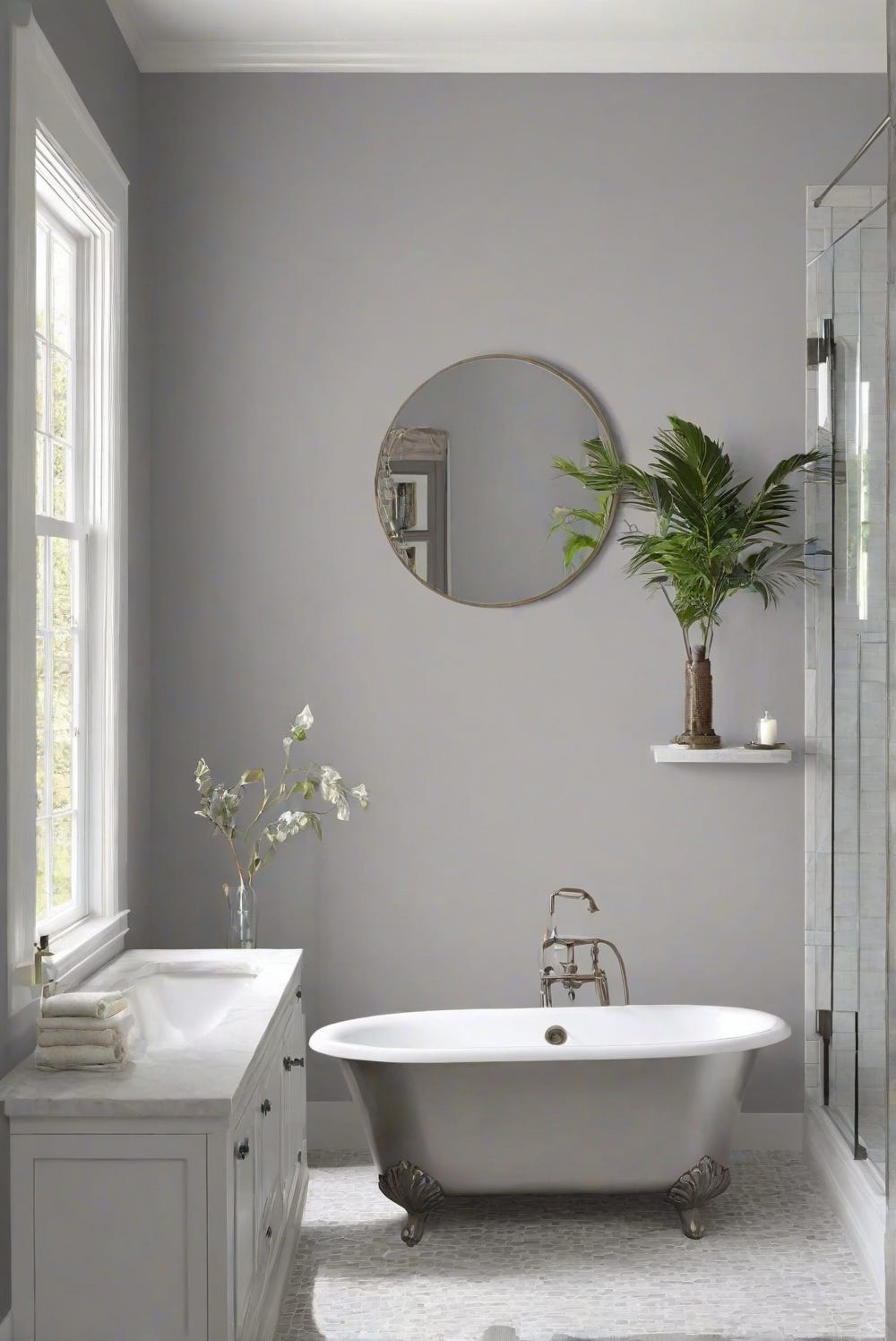 Bathroom Walls: Mindful Gray SW 7016–2024 Wall Paint Guide | by Home  Cabinet Expert | Medium, image size:1000x1496