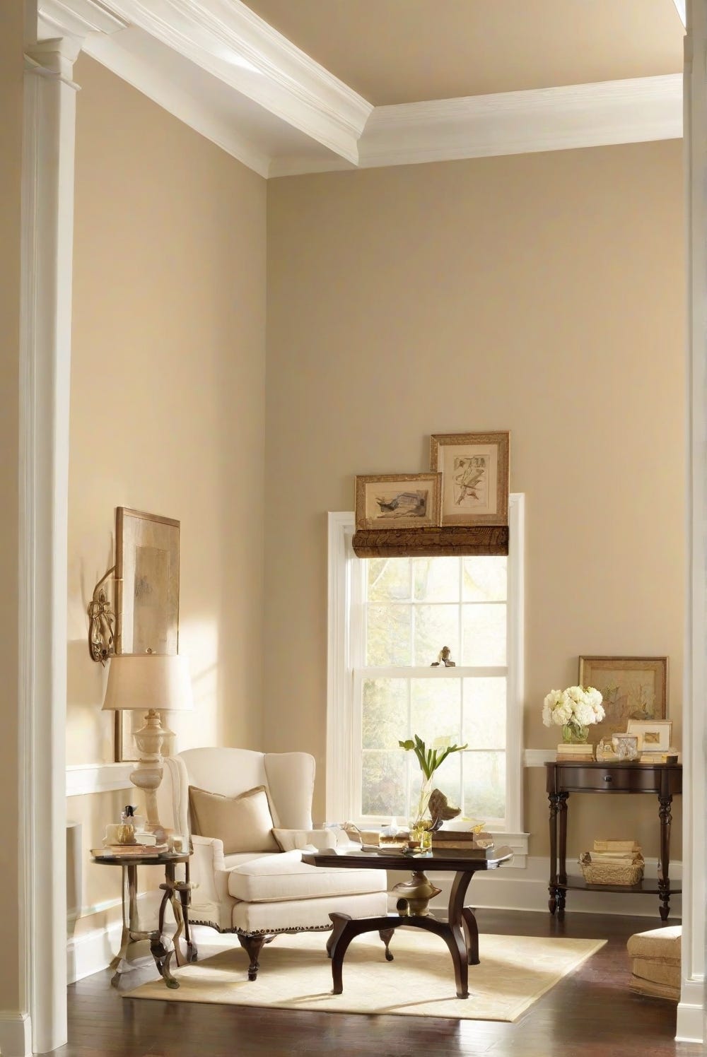 Living Room Walls: Ligonier Tan SW 7717–2024 Wall Paint Guide Selecting wall  paint for your living room can be a fun project when working with an  interior designer. Ligonier Tan SW 7717, image size:1000x1496