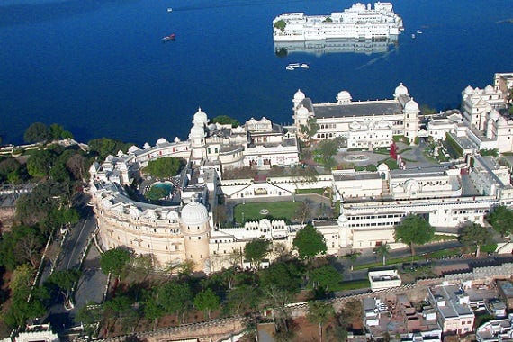 Aerial view of Lake Palace Udaipur Destination Wedding Venue