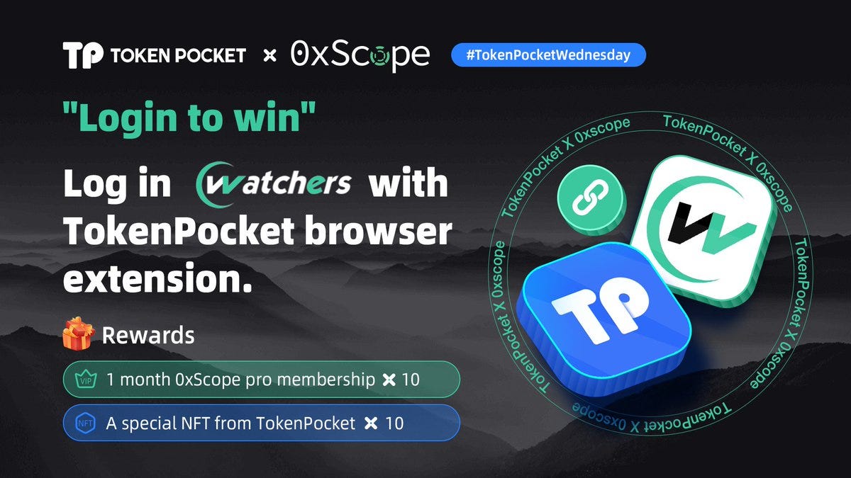 Watchers Integrated Token Pocket Login and Launch “Login to Win” Campaign |  by 0xScope | Medium