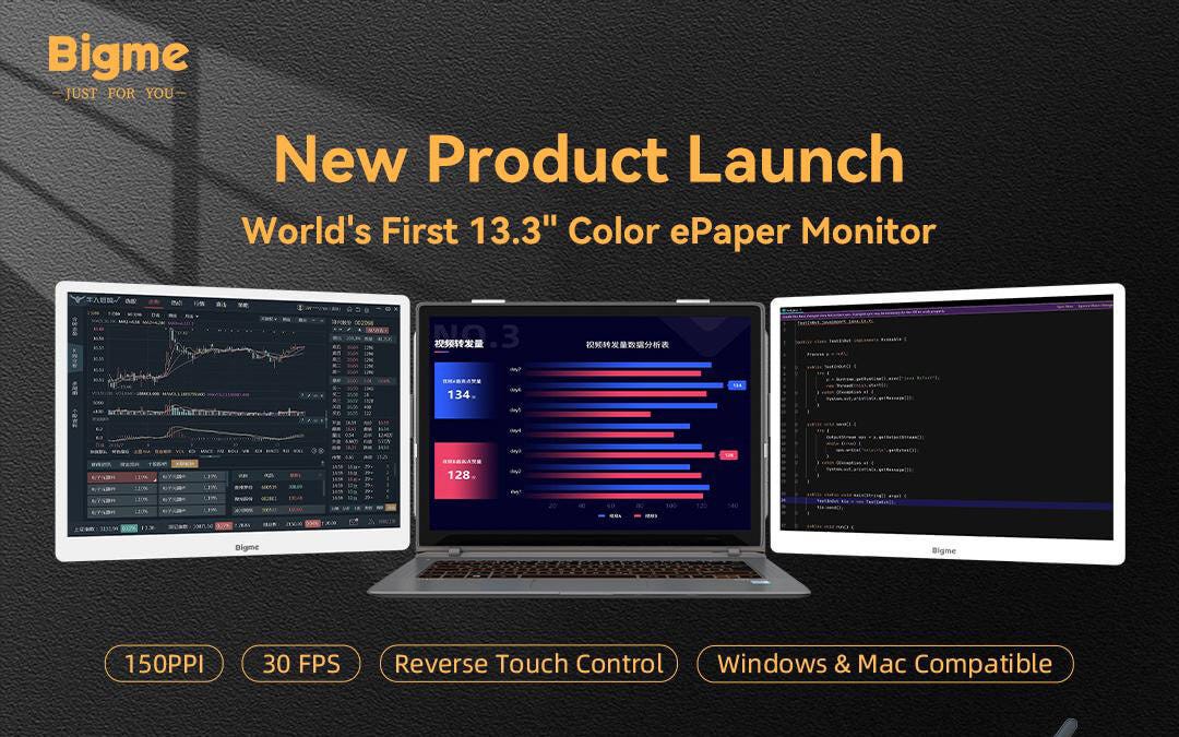 Bigme is going to launch a 13.3-inch Color E INK Monitor | by