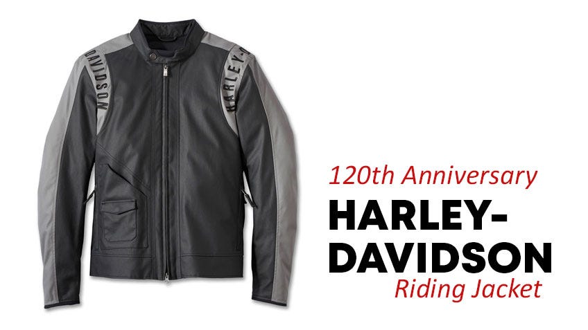 Men's 120th Anniversary Imprint Harley Davidson Riding Jacket: A