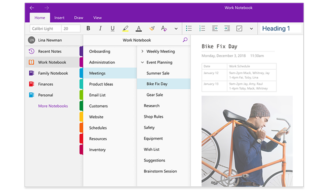 Microsoft OneNote digital notebook with AI features for student note-taking