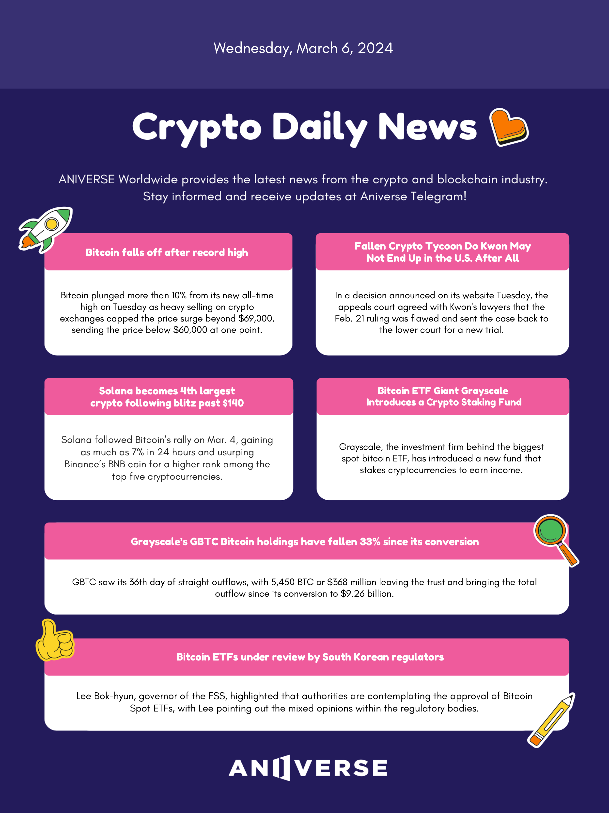 Crypto ANIVERSE Crypto Daily News_March 6, 2024 | by ANIVERSE | ANIVERSE |  Medium