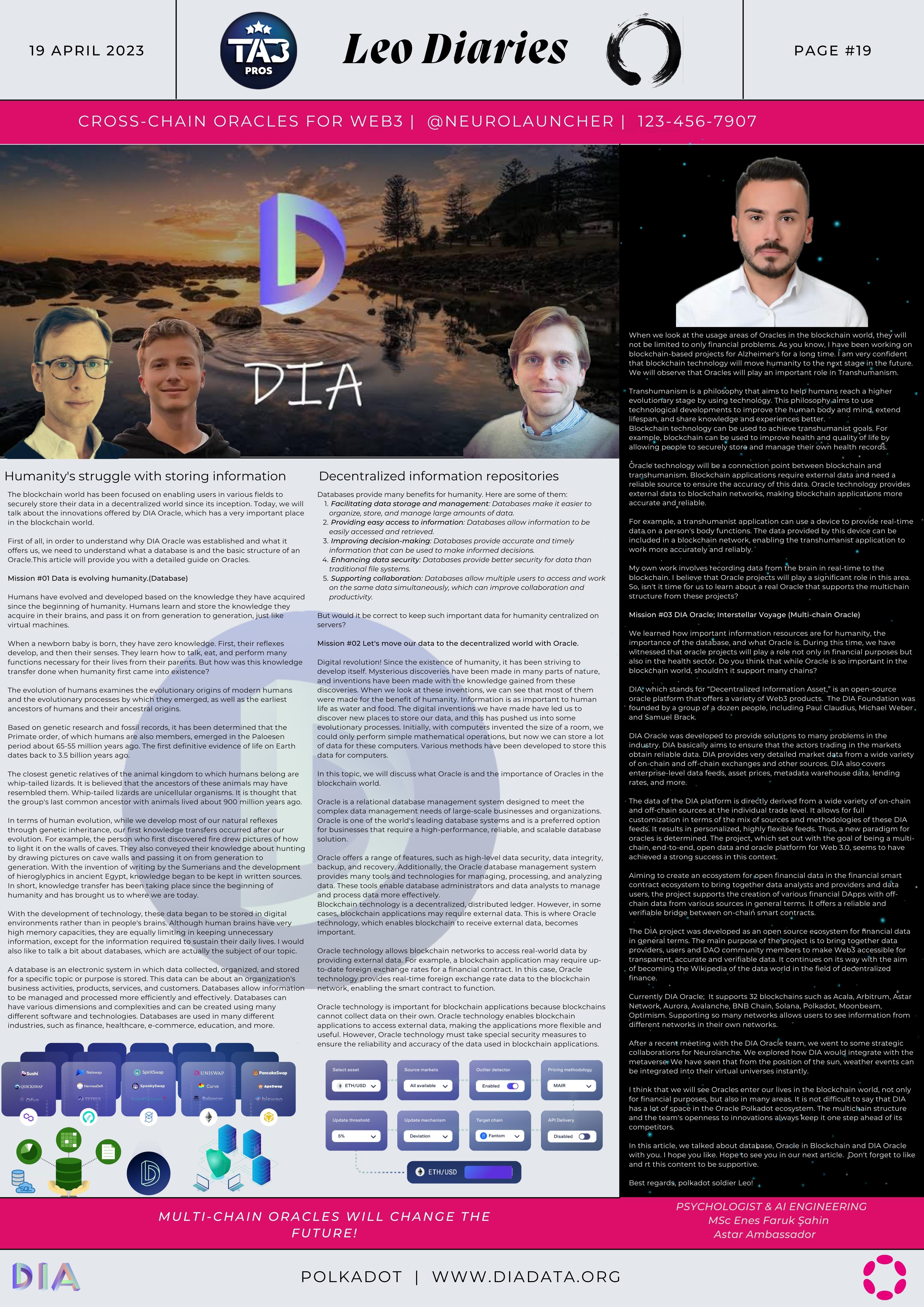 Mission #0 DIA Oracle- Humanity will evolve when it integrates its data  onto the blockchain | by neurolauncher | Medium