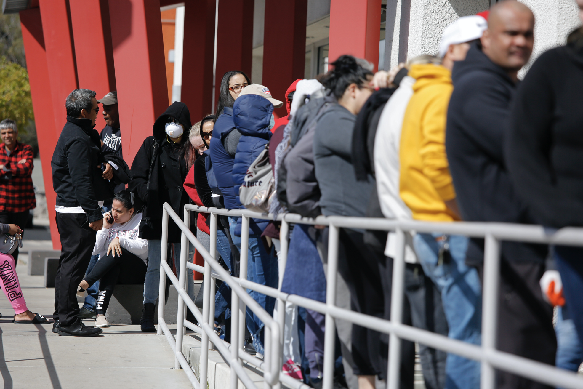 People waiting in line for help with unemployment benefits at the One-Stop Career Center in Las Vegas, Nevada. (Source)
