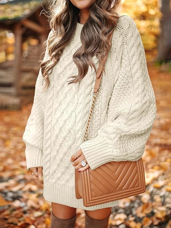 open lace back dress Striped Natural/Black Sweater Dress main image 1