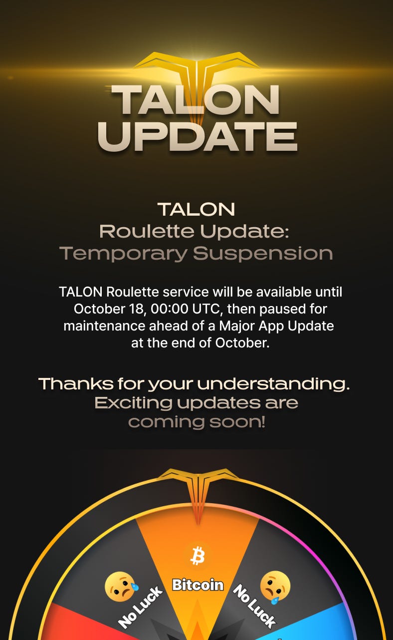 Important Announcement: TALON Roulette Service | by TALON | Medium