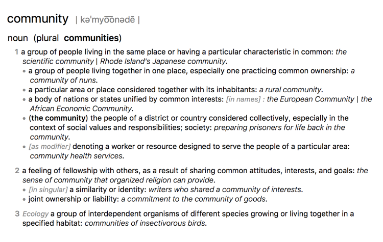 Dictionary Definition of 'Community'