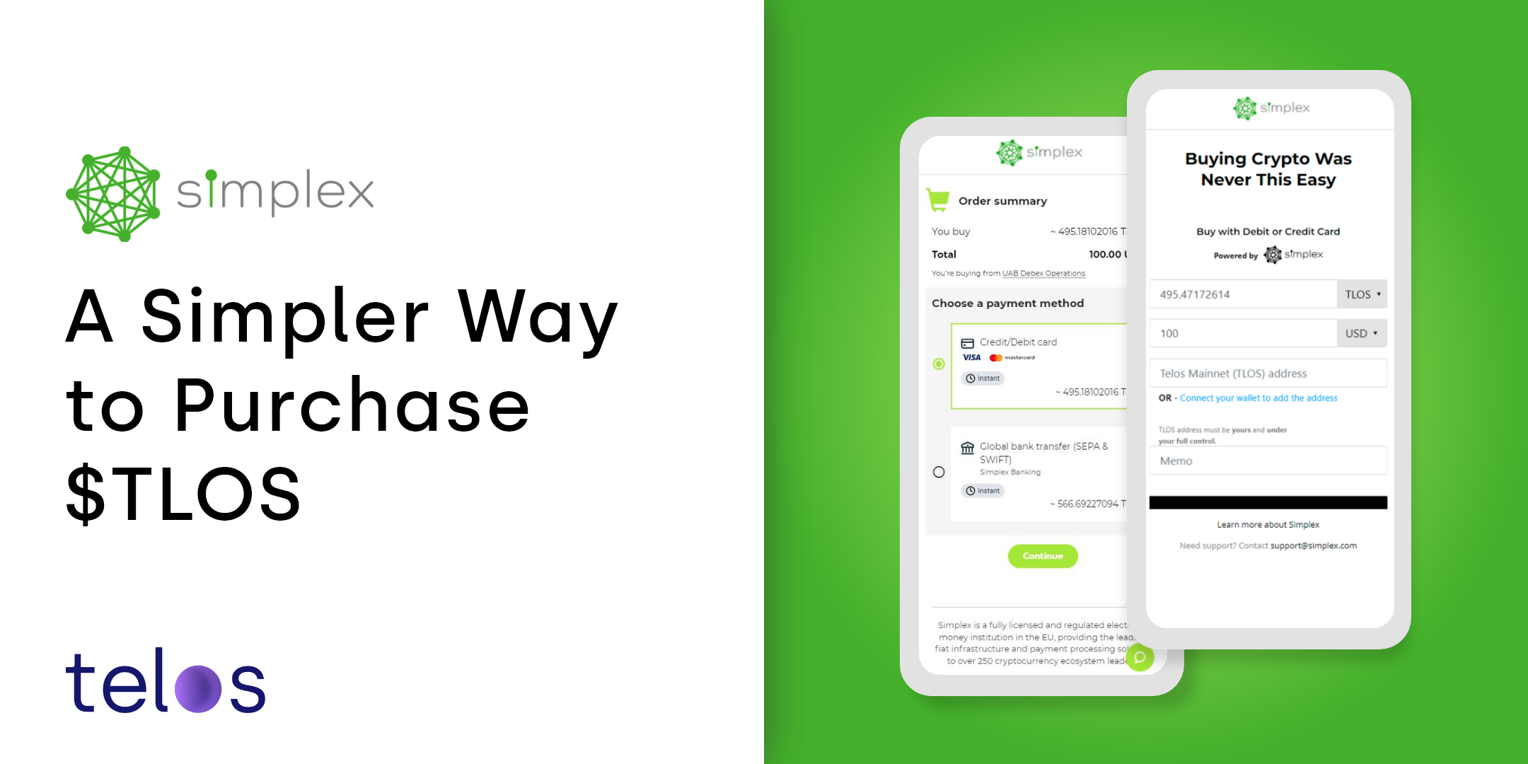Simplex Comes To Telos | A Simpler Way to Purchase $TLOS | The Telos  Network Blog