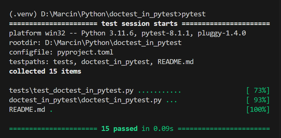 Not included in testpaths, files from the docs/ folder won't be tested. Image by author