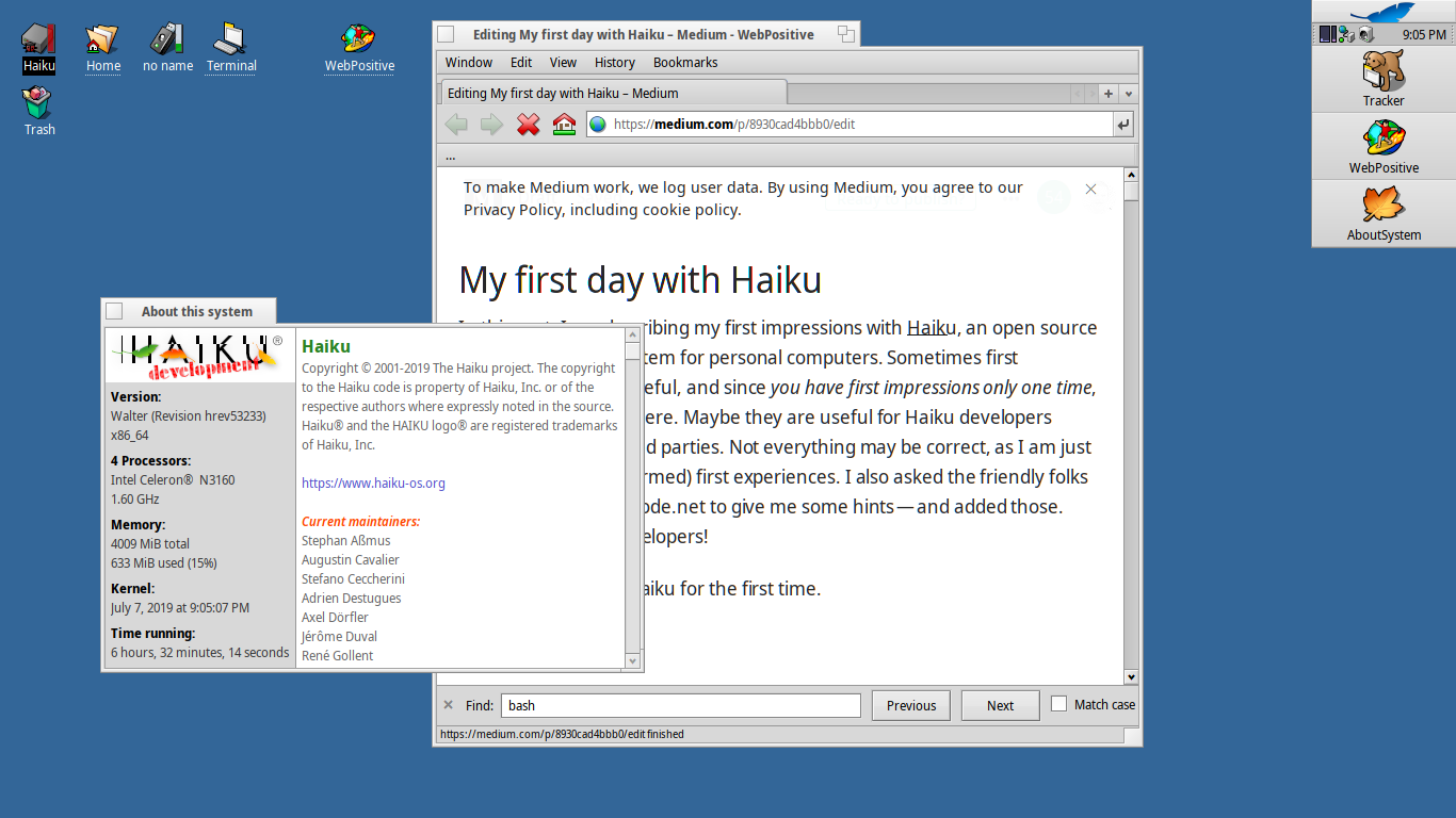 My first day with Haiku — shockingly good! | by probono | Medium