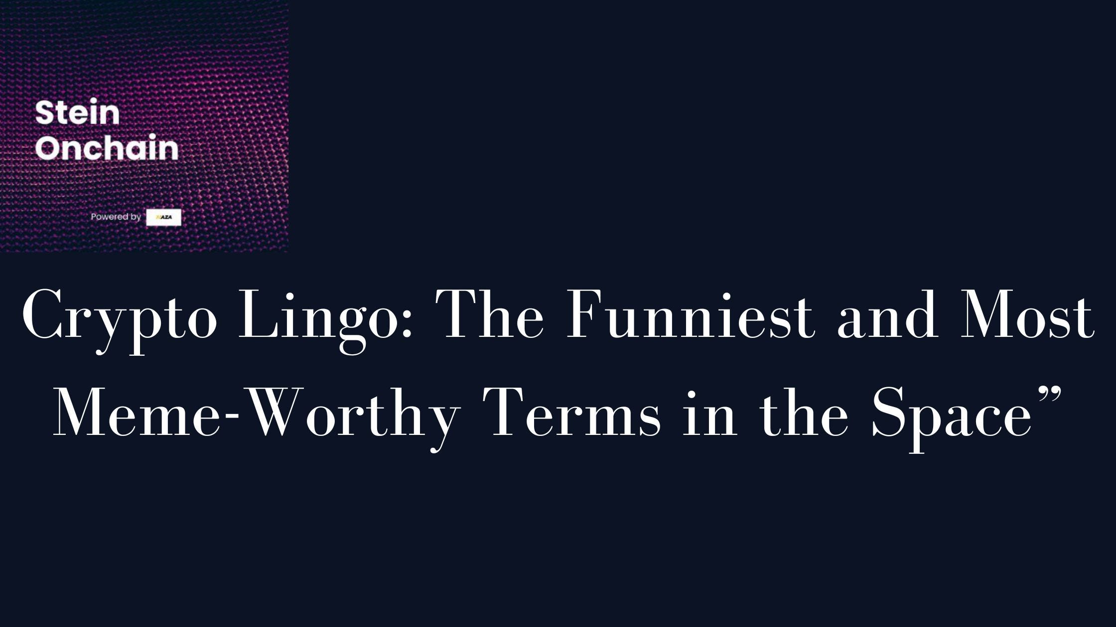 Crypto Lingo: The Funniest and Most Meme-Worthy Terms in the Space” | by  Steinonchain | Medium