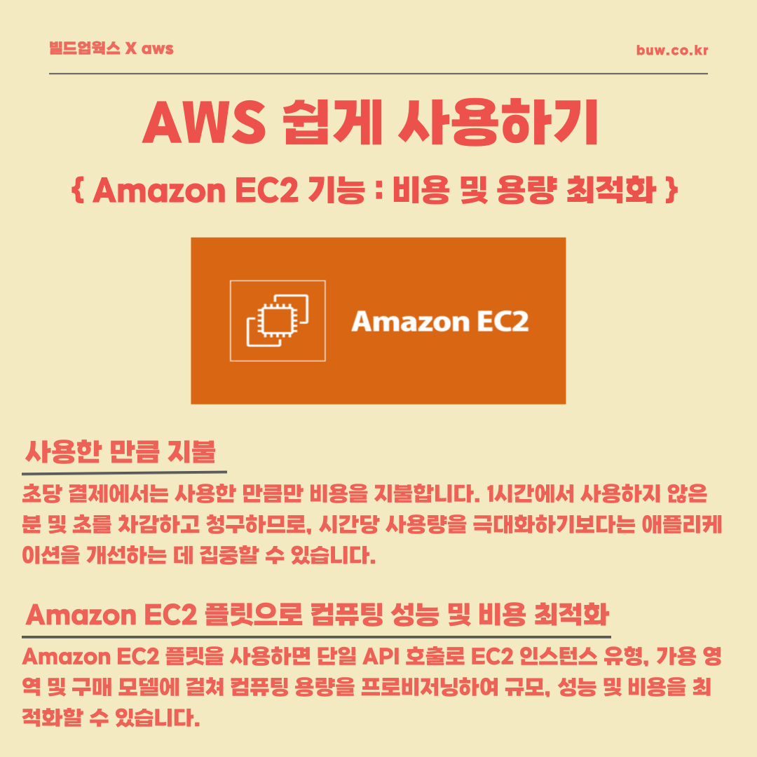 Amazon EC2 기능 : 비용 및 용량 최적화. AWS의 기본 인프라 서비스 EC2에 대한 기능을 알아보겠습니다. | by  빌드업웍스 | Medium