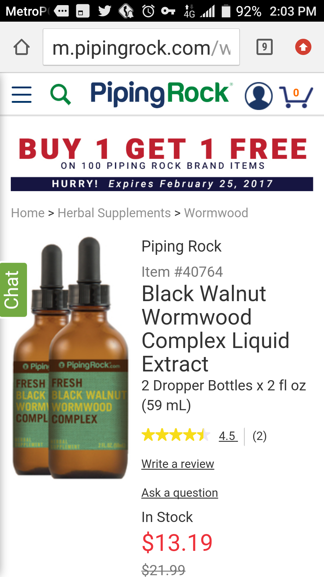 Naturally suspicious, when I saw the label on the Piping Rock wormwood  blend, I thought, 
