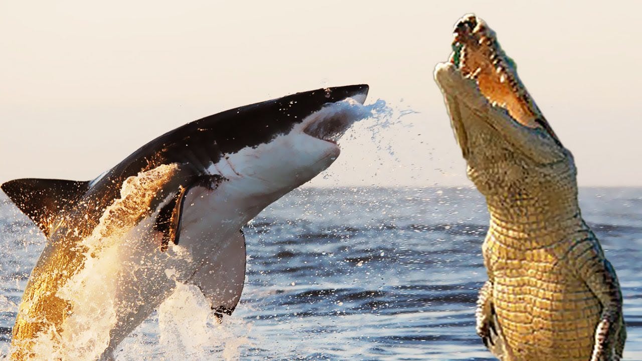 A Crocodile vs. a Great White Shark | by Sam Wlodyka | Medium, image size:1280x720
