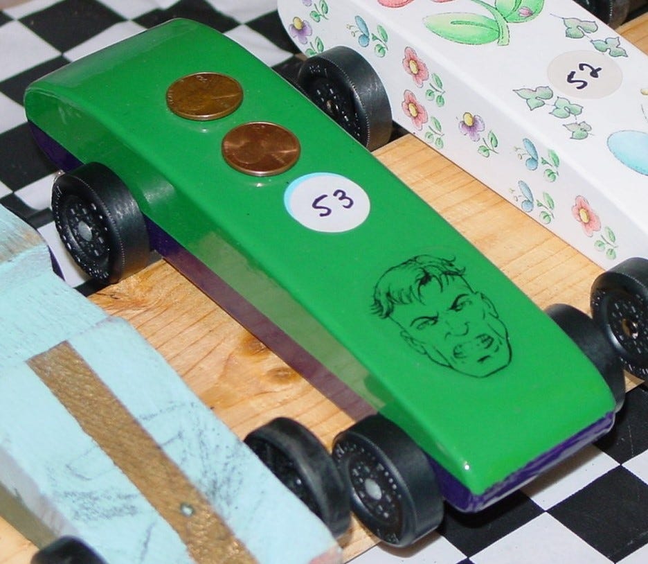best way to lubricate pinewood derby wheels My 7 y/o won his Pinewood Derby (and I didn't build the car for him) :  r/woodworking main image 1