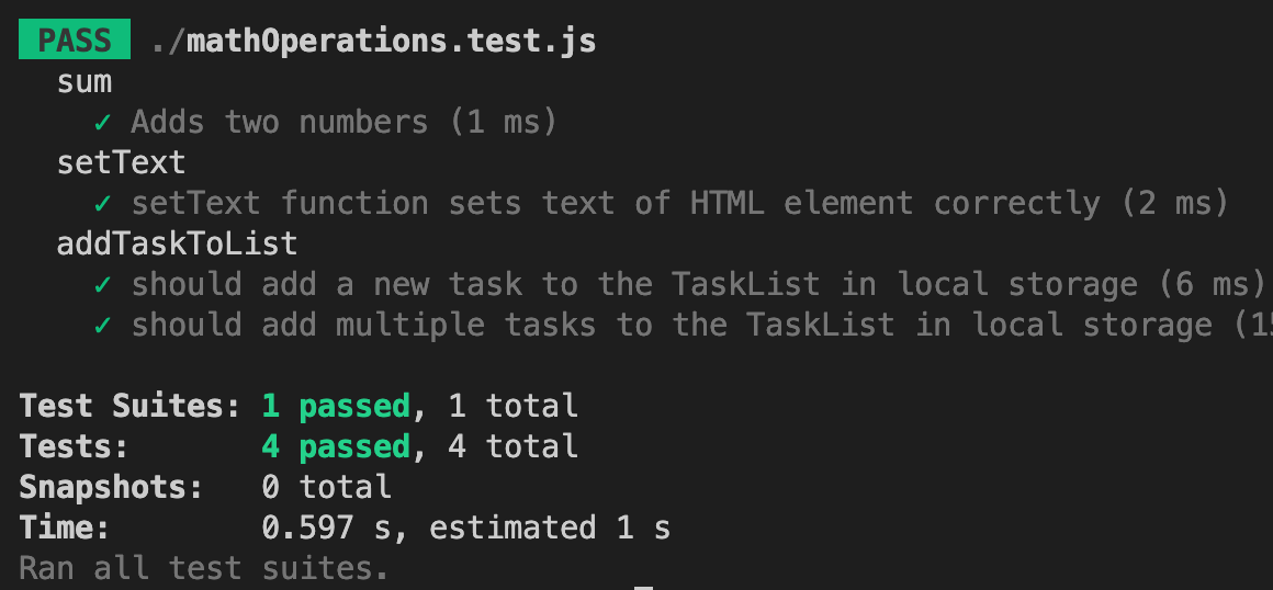 Test cases with Jest, local storage, and DOM mock | by Cristian