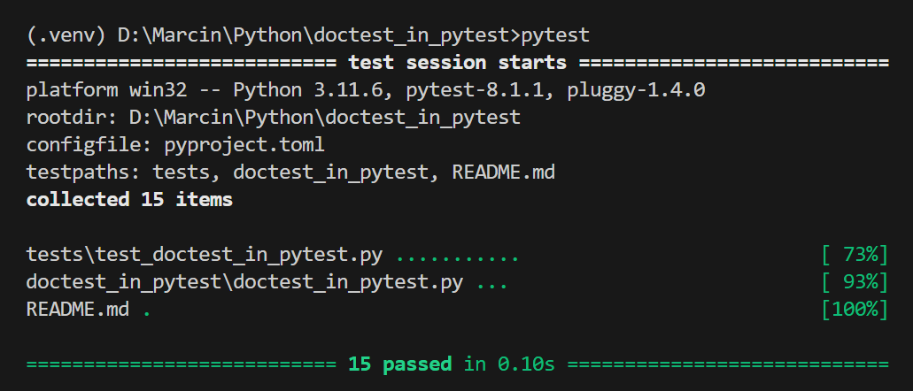 Run all tests using the pytest command. Image by author