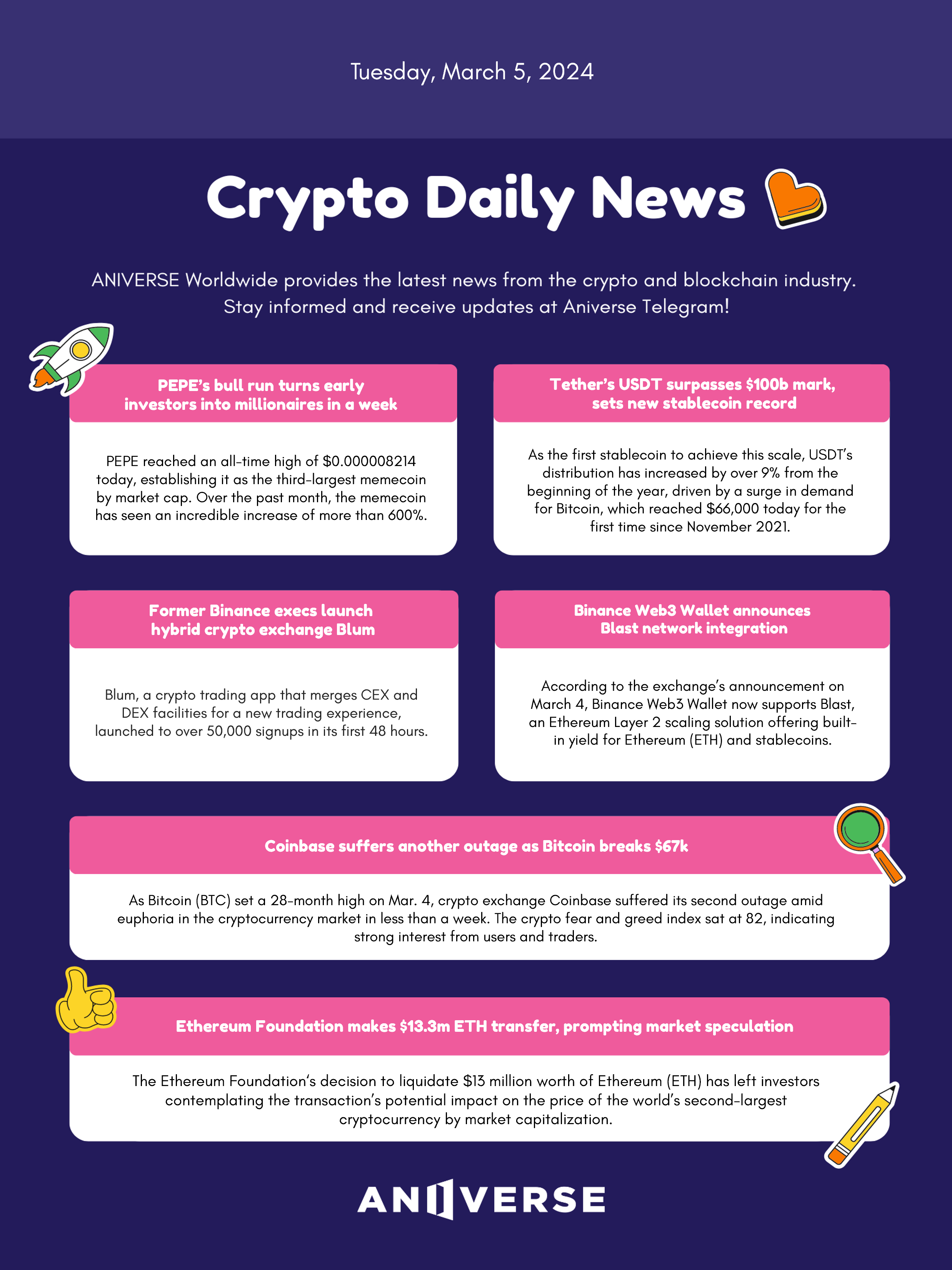 Crypto ANIVERSE Crypto Daily News_March 5, 2024 | by ANIVERSE | ANIVERSE |  Medium