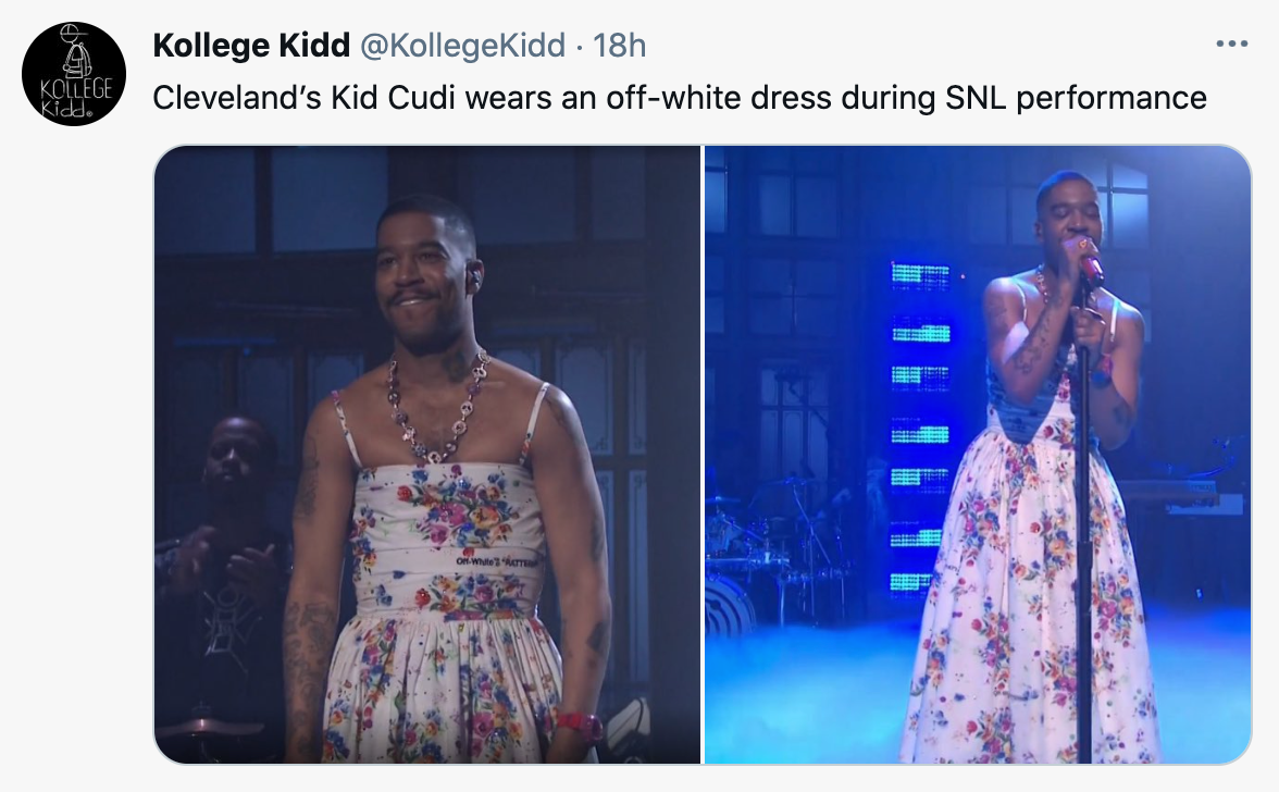 3 reasons why Kid Cudi Wearing a Dress During SNL Performance Is None of  Your Damn Business | by Jessrey | An Idea (by Ingenious Piece) | Medium