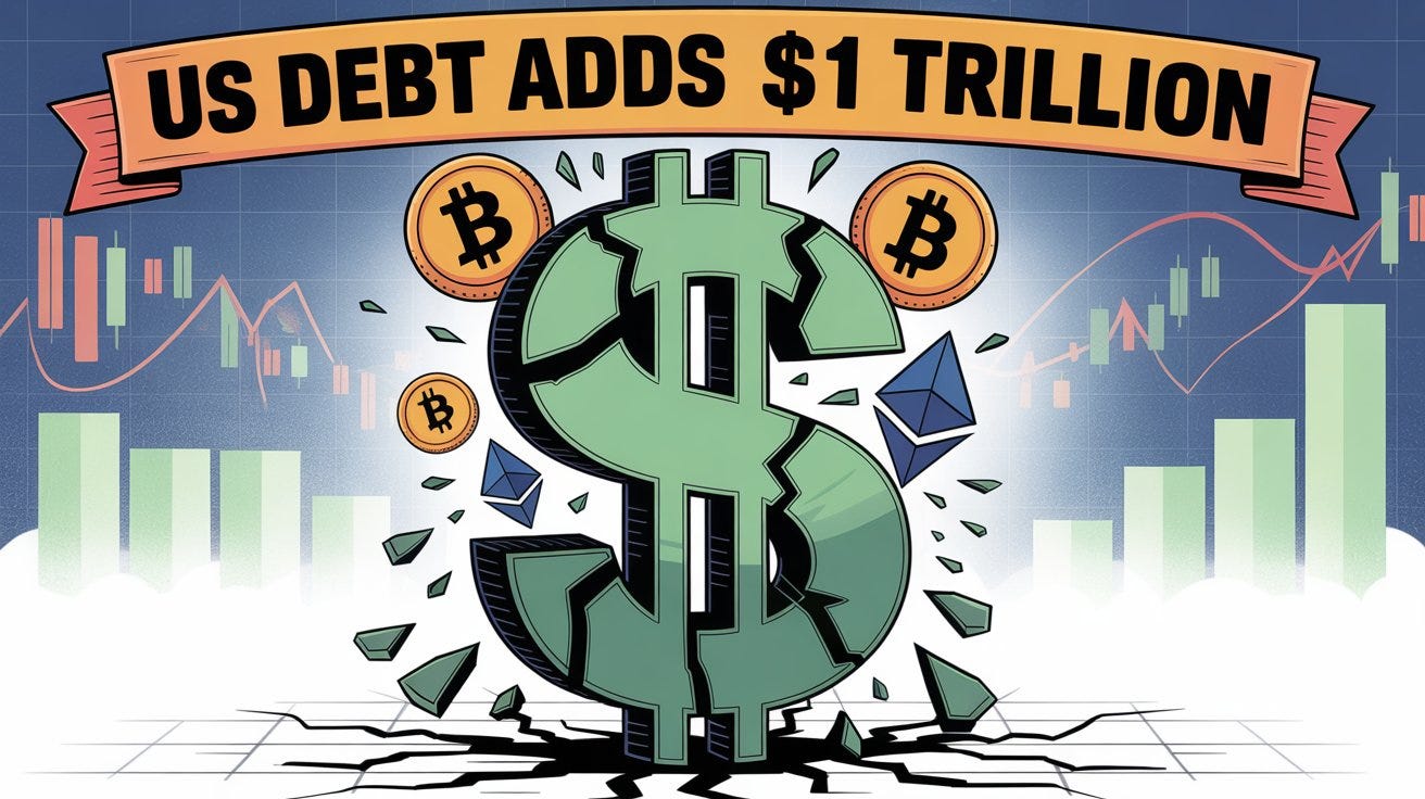 US Debt Adds $1 Trillion in 48 Days — Why It Matters for Bitcoin and Crypto  | by Gabriel R. | Crypto & Trading | Medium