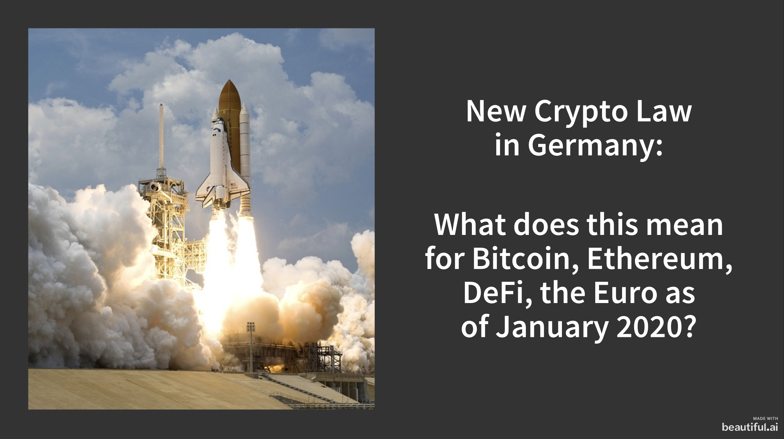 New Crypto Law in Germany: What Does this Mean for Bitcoin, Ethereum, DeFi,  and the Euro as of January 2020? | by Philipp Sandner | Medium