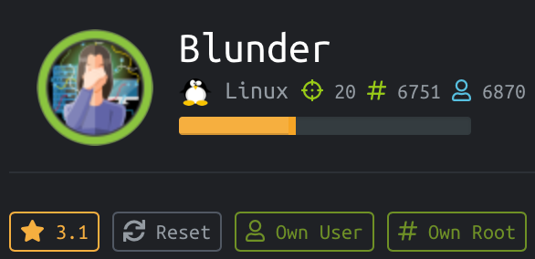 HTB Blunder [writeup]. Bludit 3.9.2 Password Brute Force