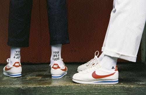 nike cortez on foot