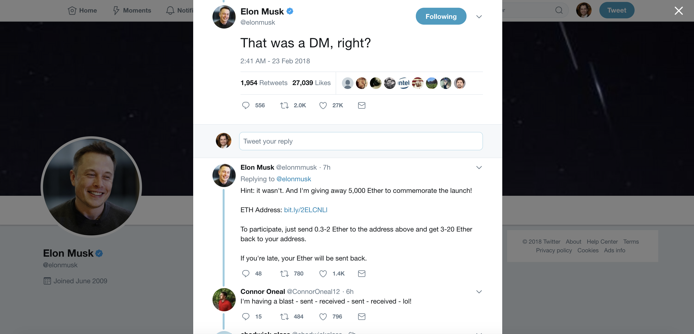 Twitter Scam: Elon Musk is not giving you free ETH, one tweet has collected  155 ETH and counting | by Ben Longstaff | coinremix | Medium