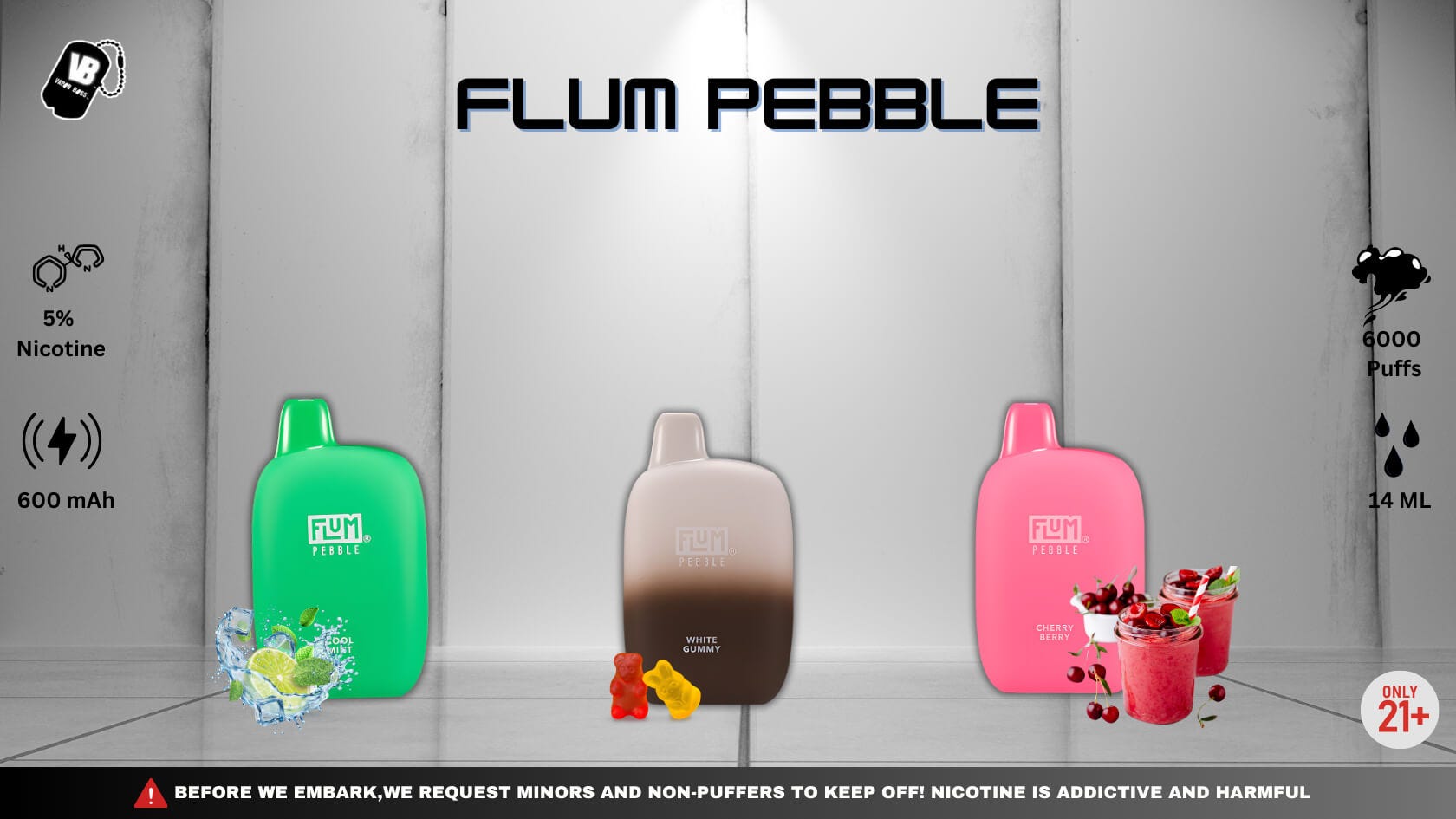 how much is elf bar vape Flum Pebble 6000 Puffs Rechargeable Disposable Vape 14mL 5% Nic $14.95 main image 0