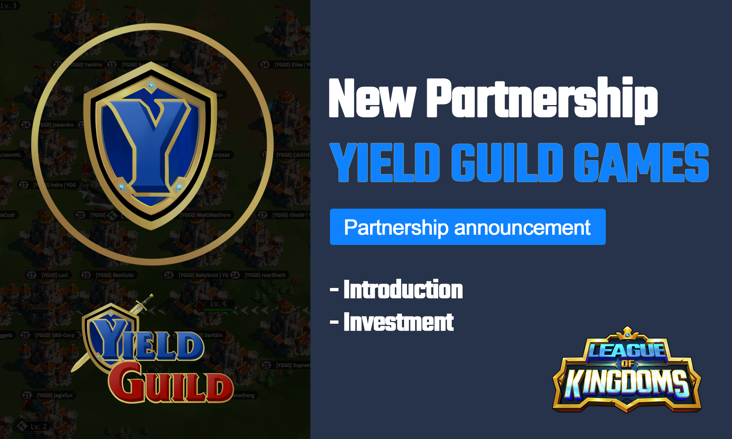 Partnership Announcement: YIELD GUILD GAMES (YGG) | by Arena-Z | League of  Kingdoms | Medium