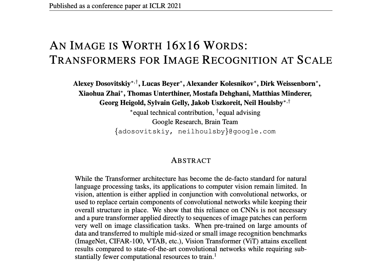 Vision Transformer ~ Am Image is Worth 16X16 Words: Transformers for Image  Recognition at Scale | by Christian Lin | Medium, image size:1277x893