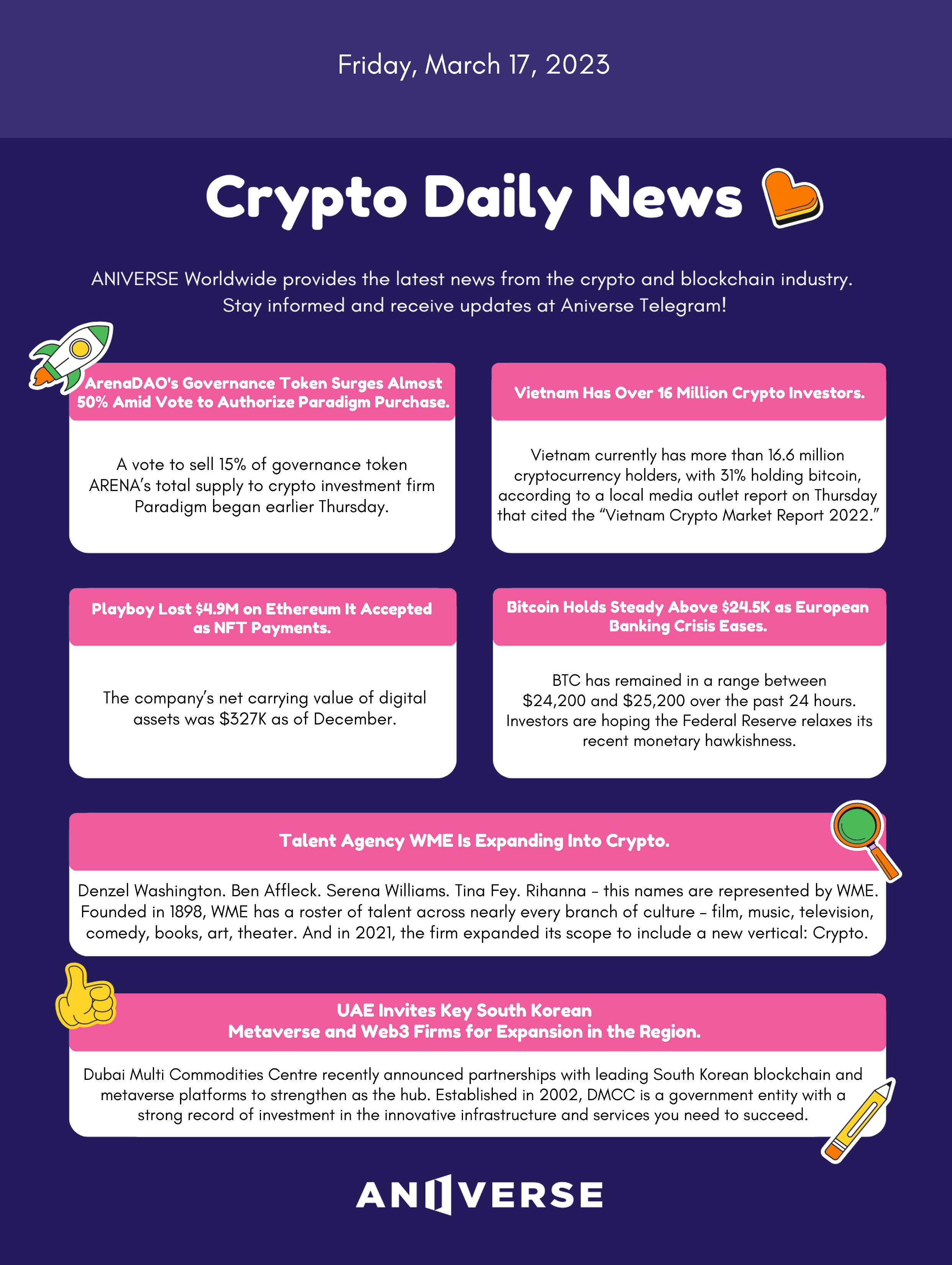 ANIVERSE Crypto Daily News_March 17, 2023 | by ANIVERSE | ANIVERSE | Medium