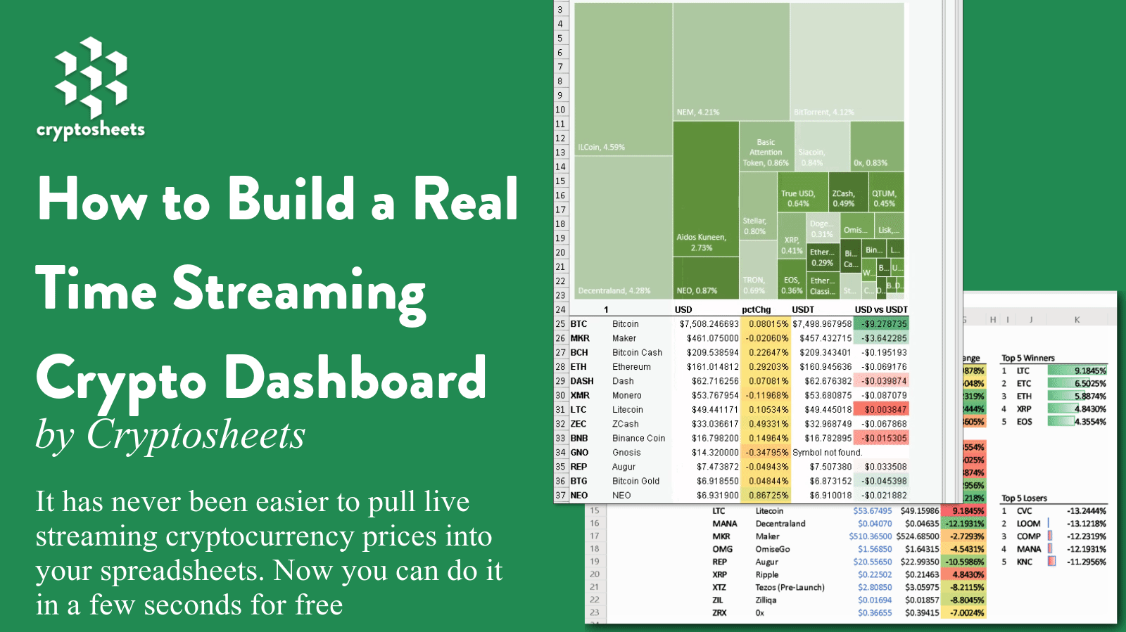 How to Build a Real Time Streaming Cryptocurrency Dashboard in Excel in 5  Minutes | by Chris Ware | Cryptosheets | Medium