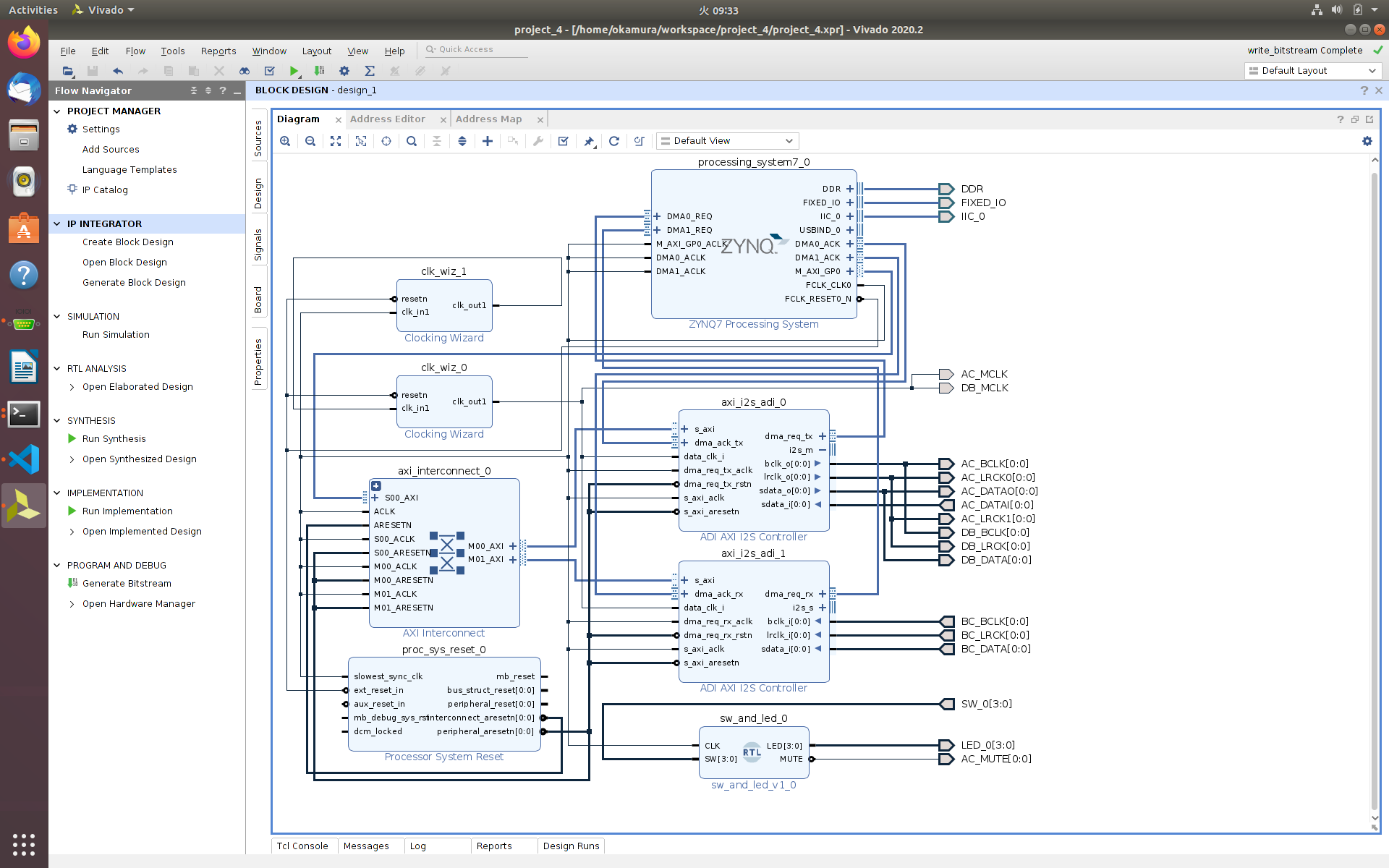 Zybo Z7–20 ADI “axi_i2s_adi.vhd” Master/Slave I2S Configuration