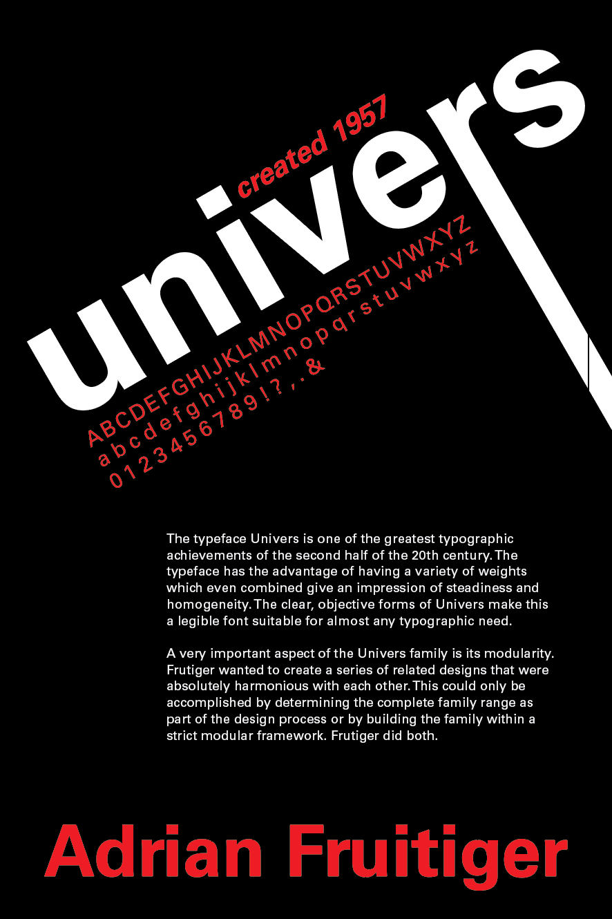 CDF, Assignment 3: Type Specimen Poster (Univers) | by Claire Chen | Medium, image size:886x1330