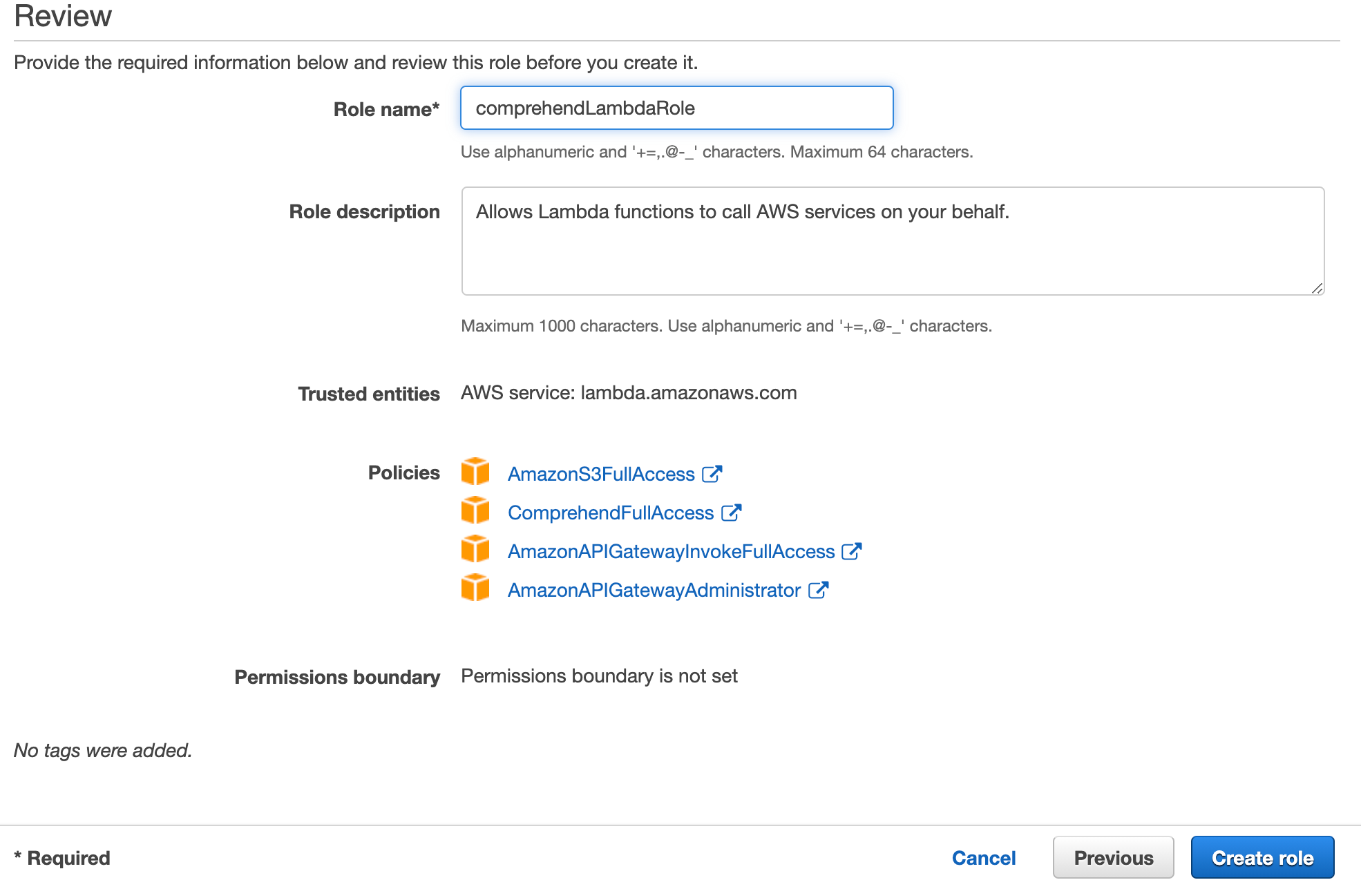 Lambda Role Creation (Screenshot by Author)