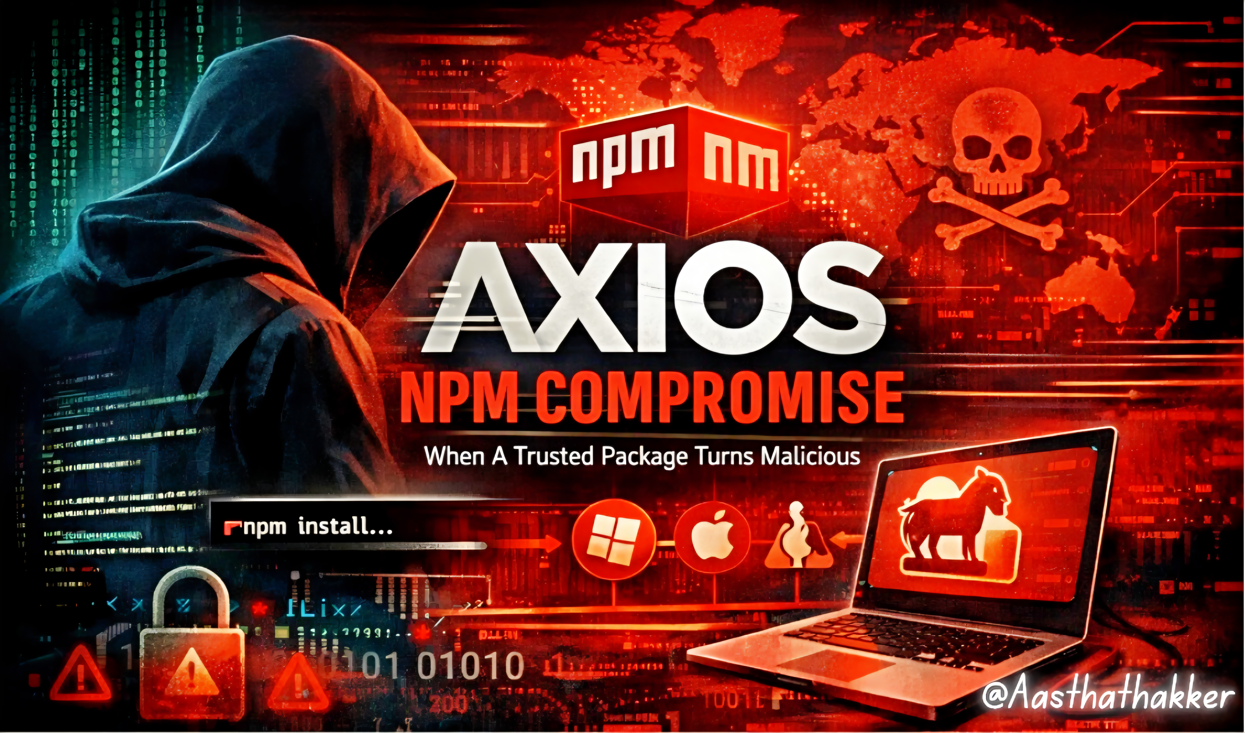 Axios NPM Compromise. You didn't click anything suspicious… | by Aastha Thakker | Apr, 2026 | Medium