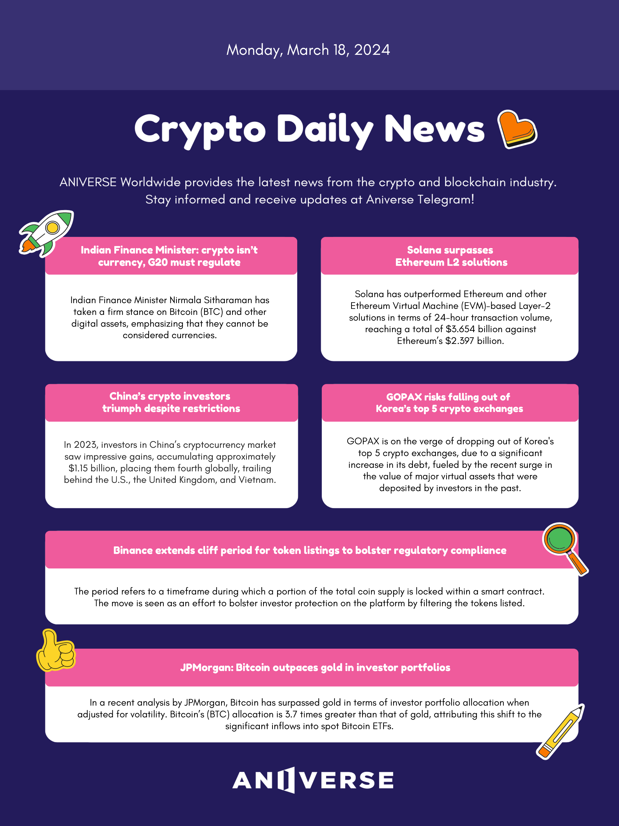 Crypto ANIVERSE Crypto Daily News_March 18, 2024 | by ANIVERSE | ANIVERSE |  Medium