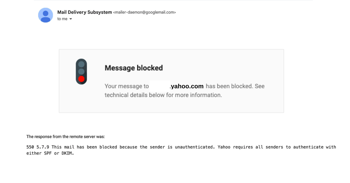 Unauthenticated Emails from Google Workspace Blocked by