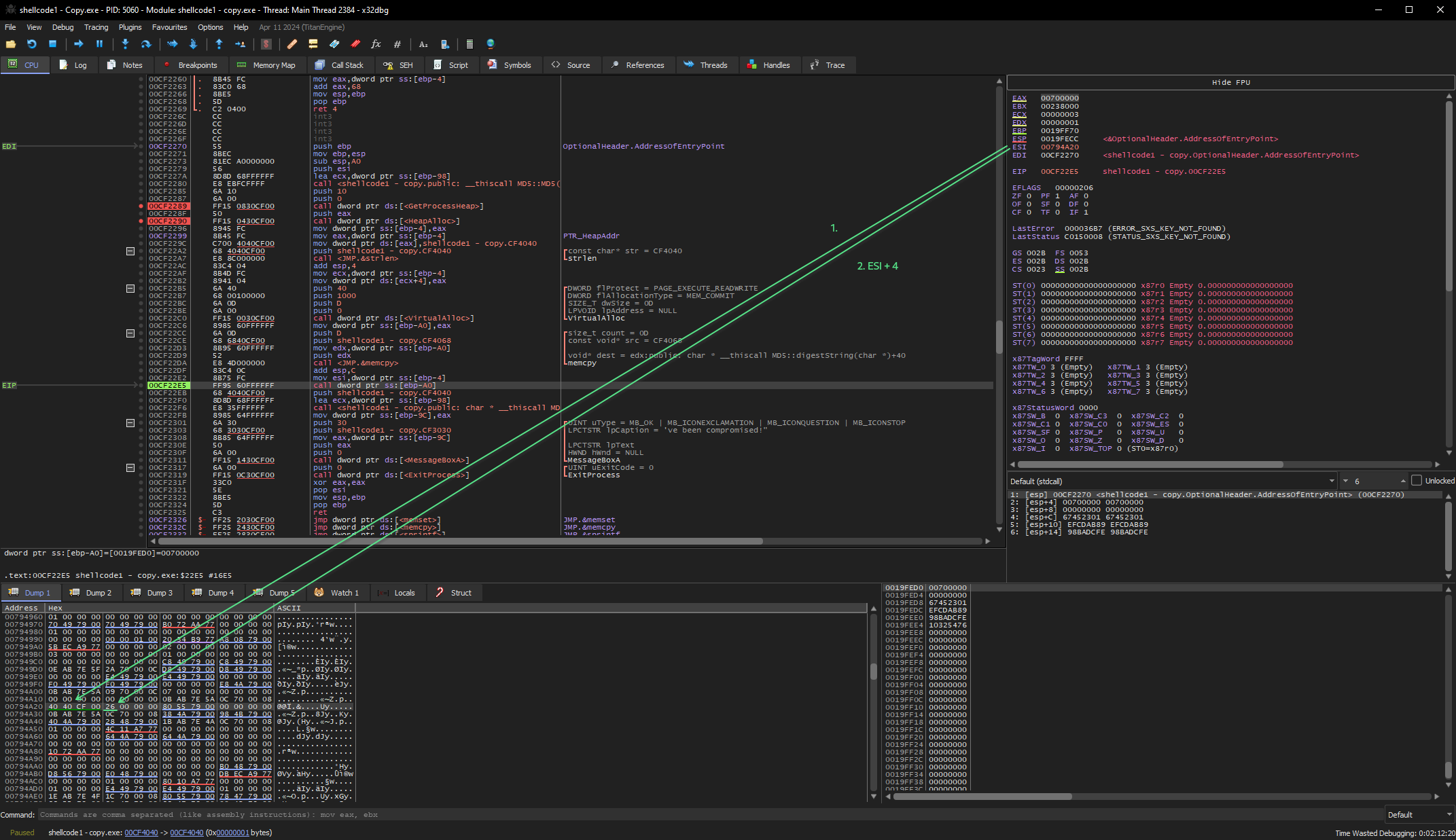 MalwareTech | Reverse Engineering — Shellcode1 | by txc | Medium