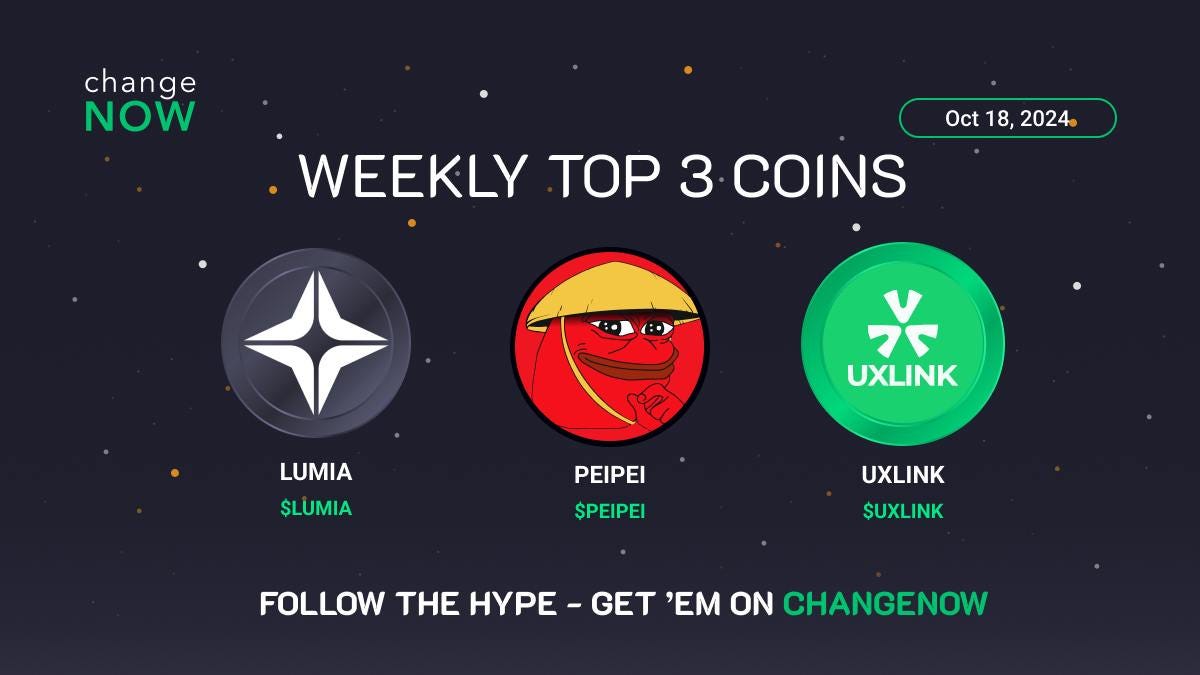 Top 3 Trending Coins This Week: LUMIA, PEIPEI, and UXLINK | by ChangeNOW.io  | Medium